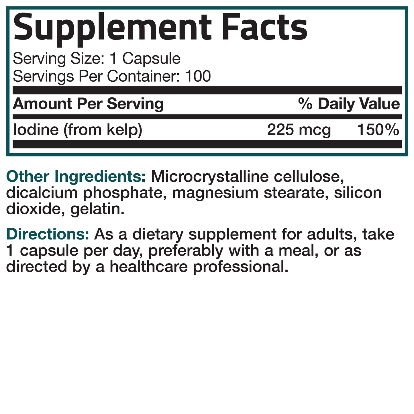 Bronson Vitamins Kelp Iodine - 225 Mcg 100 Capsules