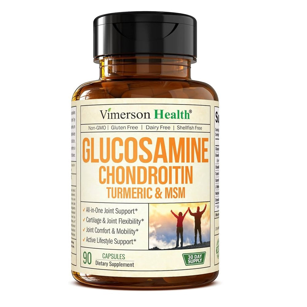 Vímerson Health Glucosamine Chondroitin Turmeric & MSM – All-in-One Joint Support for Cartilage, Flexibility, Comfort & Mobility | 60 Capsules | Non-GMO, Gluten-Free, Dairy-Free