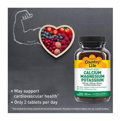 Country Life Vitamins Calcium Magnesium Potassium 90 Tabs