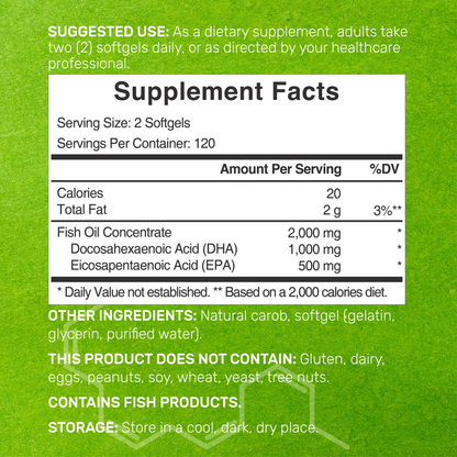 Deal Supplement DHA Burpless, Lemon Flavor, DHA 1000mg + EPA 500mg 240 Softgels