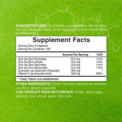 Deal Supplement Zinc Quercetin with Vitamin C, 4-1 Zinc Complex (Zinc 50mg), 240 Capsule
