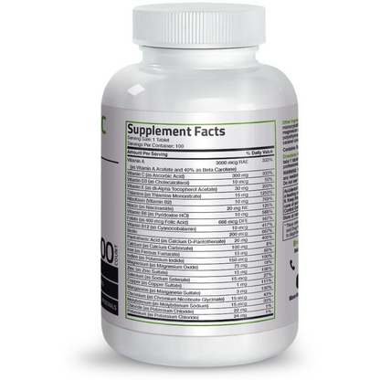 Bronson Vitamins Therapeutic Formula Once Daily Multivitamin - 100 Tablets