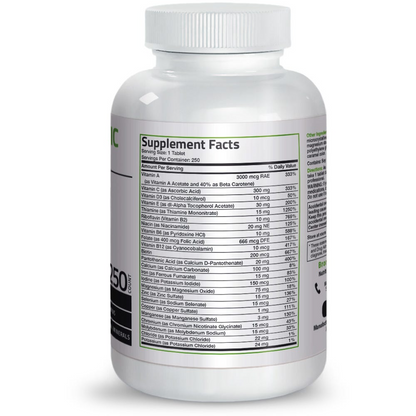 Bronson Vitamins Therapeutic Formula Once Daily Multivitamin - 250 Tablets