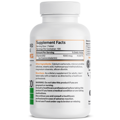 Bronson Vitamins Vitamin B12 Sustained Release Non-Gmo - 1,000 Mcg 100 Tabs