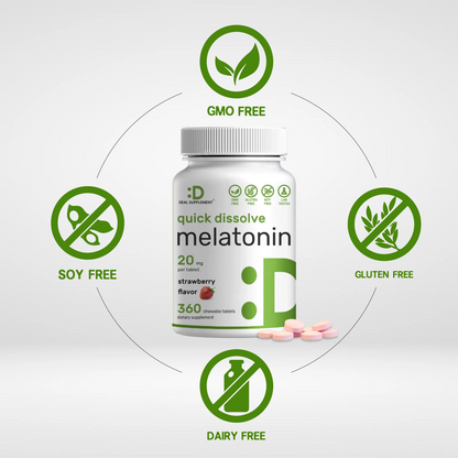 Deal Supplement Melatonin 20mg Tablets | 360 Servings With Natural Strawberry Flavor
