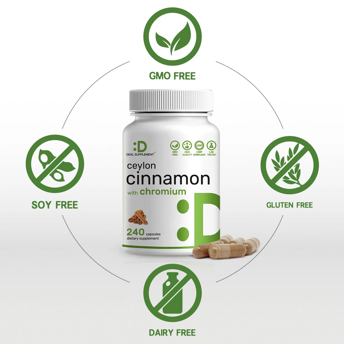 Deal Supplement Ceylon Cinnamon with Chromium 1000mcg, 240 Capsules