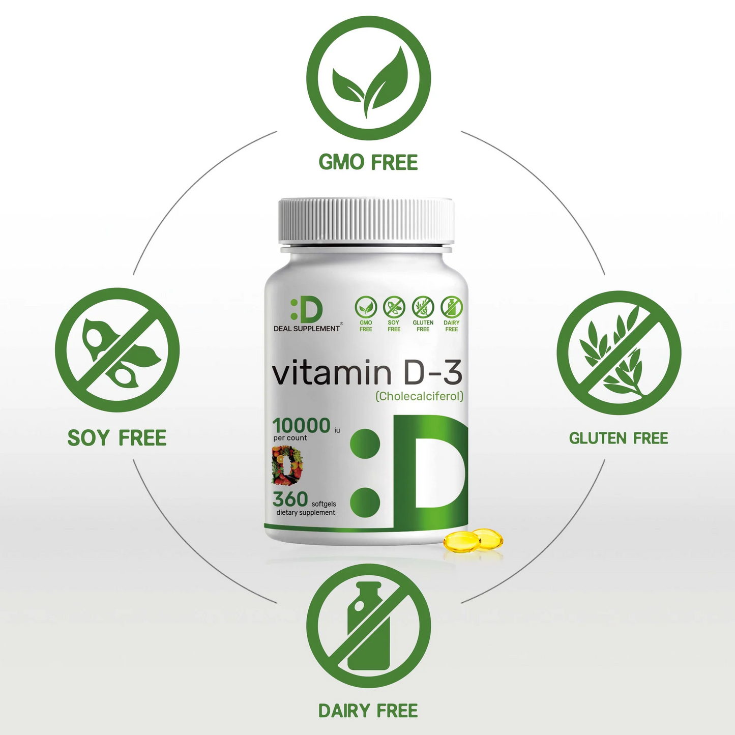 Deal Supplement Vitamin D3 10000 IU, 360 Softgels