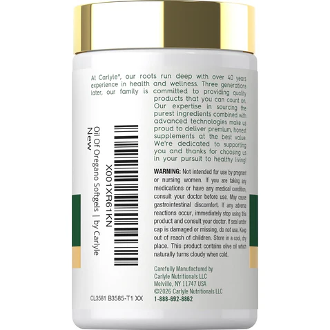 Carlyle Nutritionals Oregano Oil | 150 Softgels
