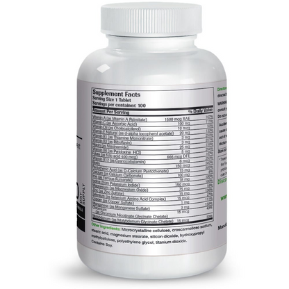 Bronson Vitamins Once Daily Vitamin & Mineral Multivitamin Formula 100 Tabs