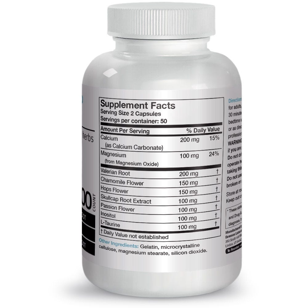 Bronson Vitamins Herbal Sleep Aid with Valerian - 100 Capsules