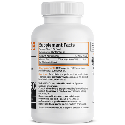Bronson Vitamins Vitamin D3 - 10,000 Iu - 60 Softgels