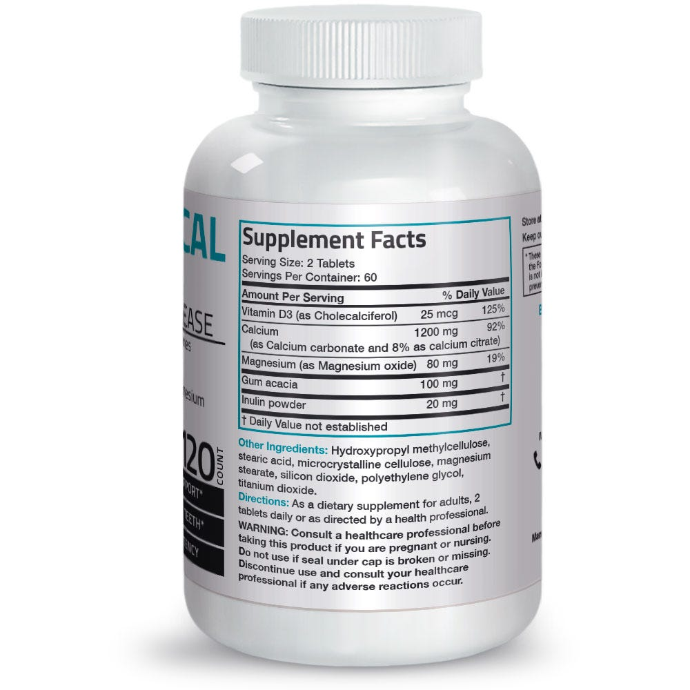 Bronson Vitamins Asorbo Cal Calcium, Vitamin D & Magnesium High Potency Sustained Release - 1,200 Mg - 120 Tablets