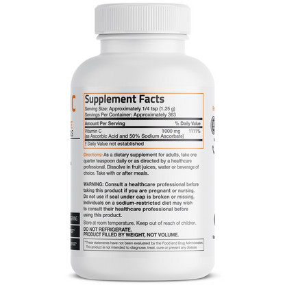 Bronson Vitamins Buffered Vitamin C Ascorbic Acid Crystals - 1,000 Mg 454g