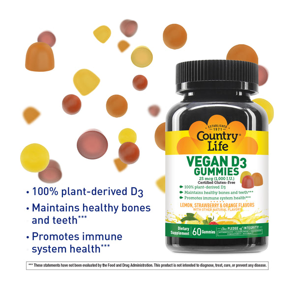 Country Life Vitamins Vegan D3 60 Gummies