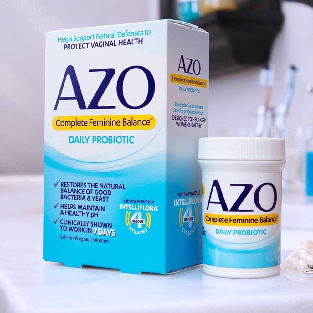 AZO Complete Feminine Balance Daily Probiotic - Supports Vaginal Health, Restores pH & Good Bacteria Balance, Clinically Proven, 30 Capsules