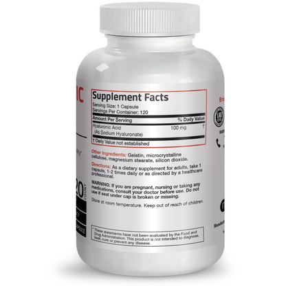Bronson Vitamins Hyaluronic Acid High Potency - 100 Mg - 120 Capsules