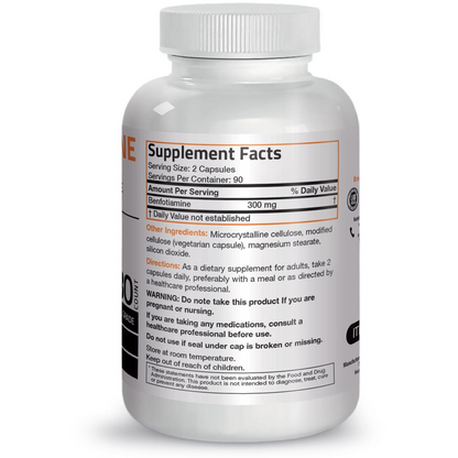 Bronson Vitamins Vegetarian Benfotiamine Vitamin B1 Thiamine - 300 Mg - 180 Vegetarian Capsules