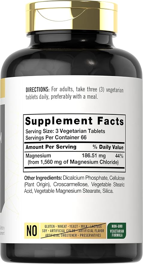 Carlyle Nutritionals Magnesium Chloride 1560mg per serving | 200 Tablets