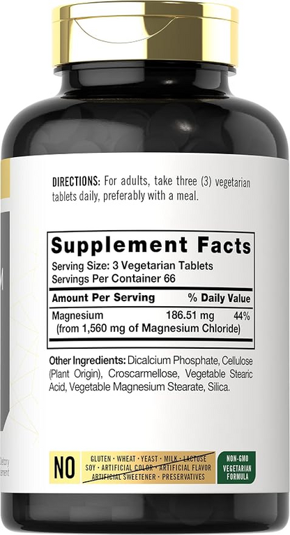 Carlyle Nutritionals Magnesium Chloride 1560mg per serving | 200 Tablets