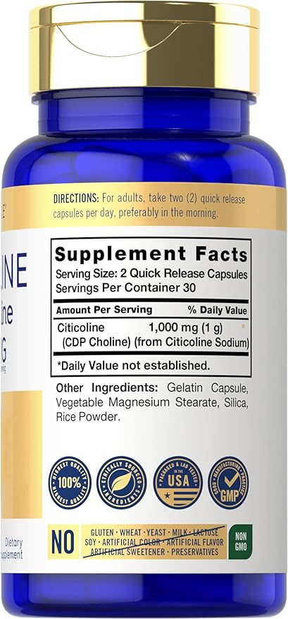 Carlyle Nutritionals Citicoline CDP Choline 1000mg per serving | 60 Capsules