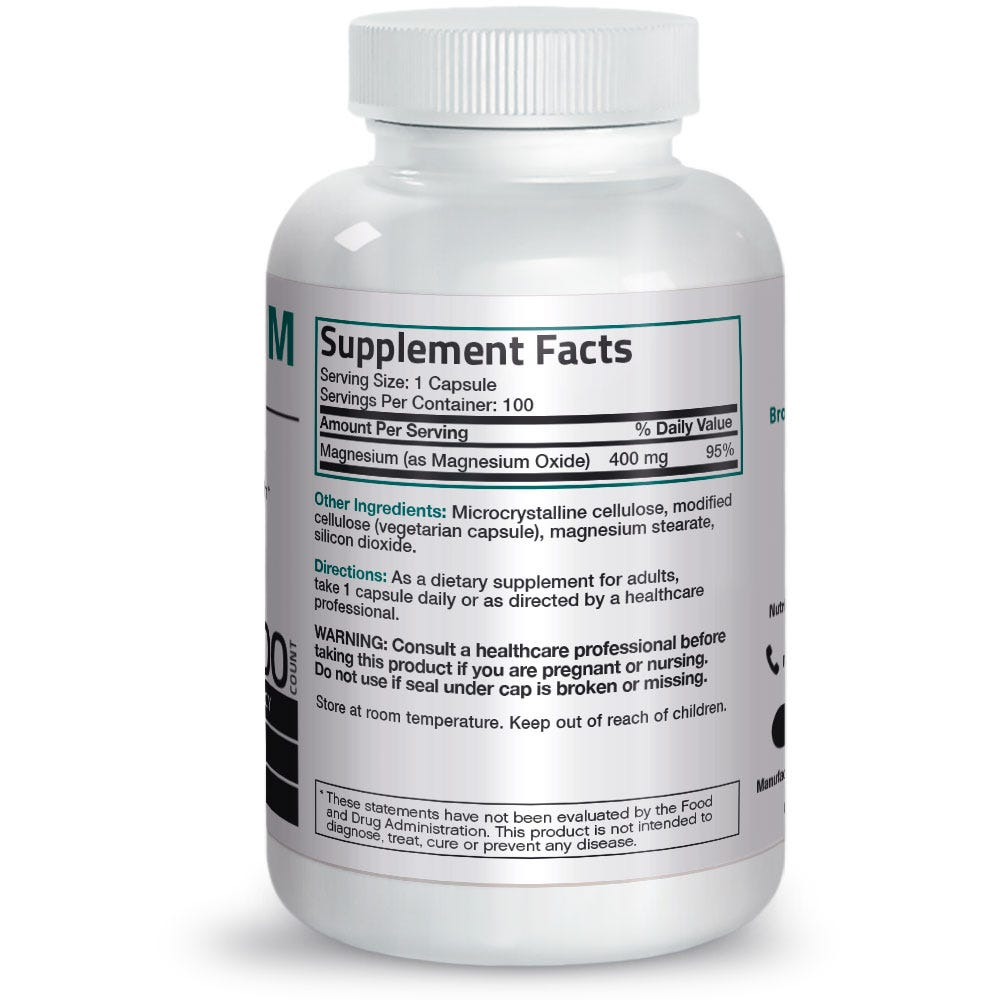 Bronson Vitamins Magnesium Oxide High Potency - 400 Mg 100 Caps