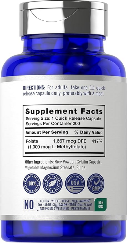Opti-Folate L-Methylfolate 1000mcg | 200 Capsules