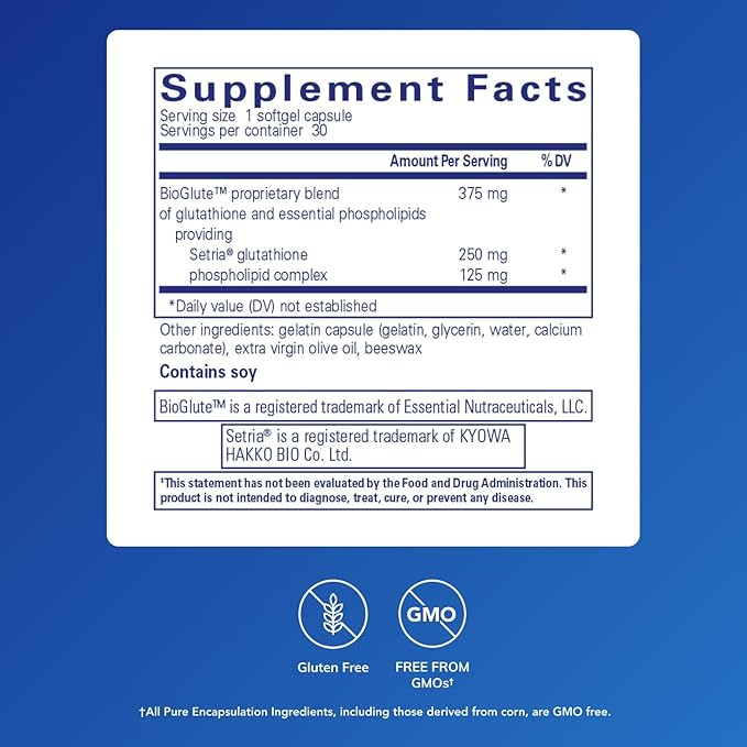 Pure Encapsulations Liposomal Glutathione 60 Softgel Capsules – Gluten-Free & Non-GMO