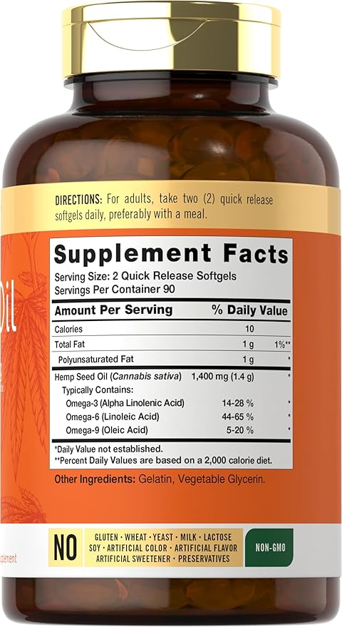Carlyle Nutritionals Hemp Oil 126000mg per serving | 180 Softgels