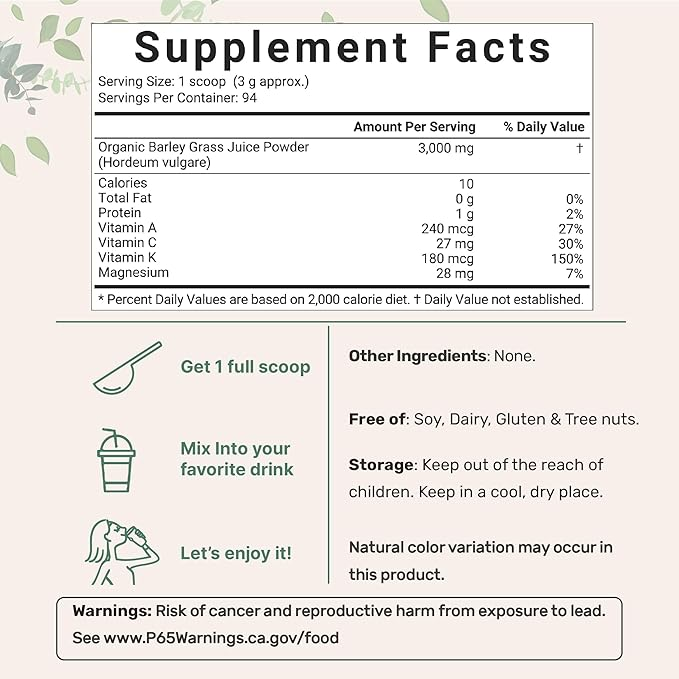 Deal Supplement  Organic Barley Grass Juice Powder, 10oz