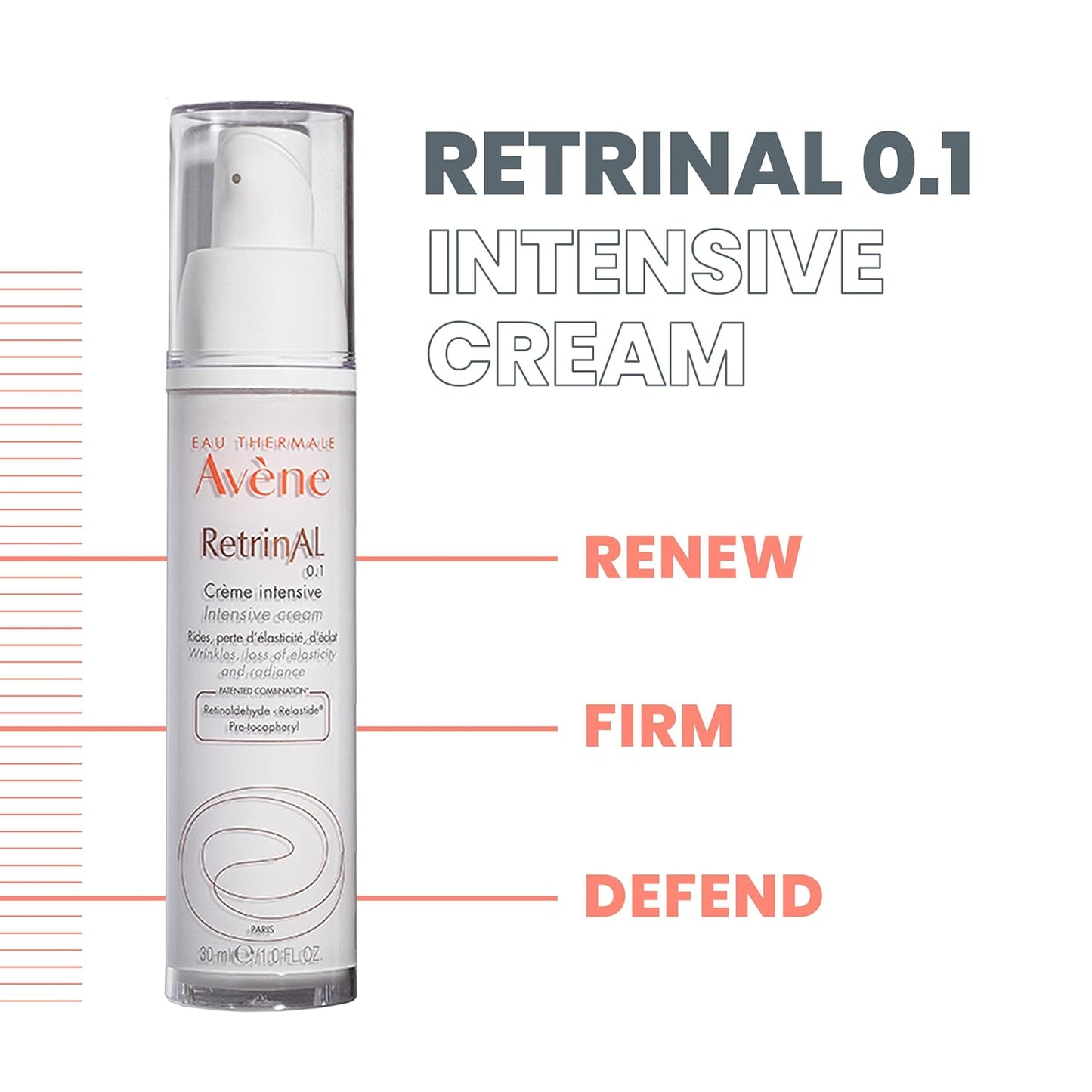 Avène RetrinAL 0.1 Intensive Cream - Anti-Aging Skincare for Wrinkles, Elasticity, and Radiance (30 ml)