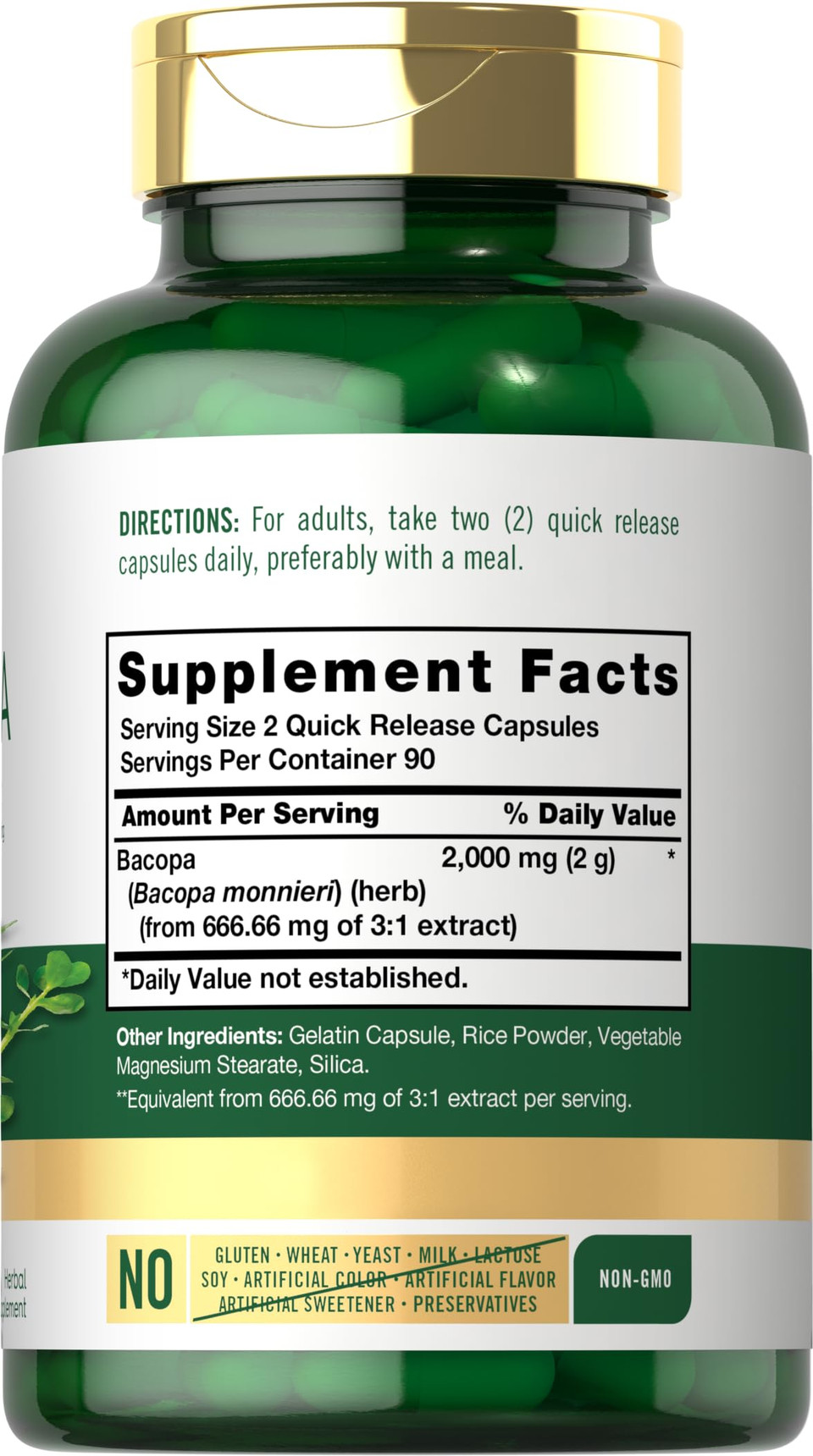 Carlyle Nutritionals Bacopa Monnieri 2000mg per serving | 180 Capsules