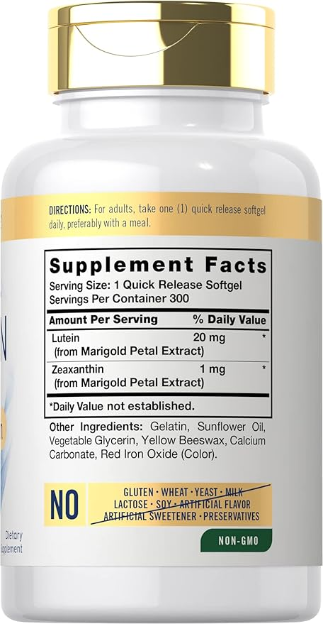 Carlyle Nutritionals Lutein 20mg & Zeaxanthin | 300 Softgels