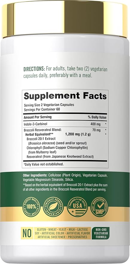 Carlyle Nutritionals Indole-3-Carbinol 400mg per serving | 120 Capsules