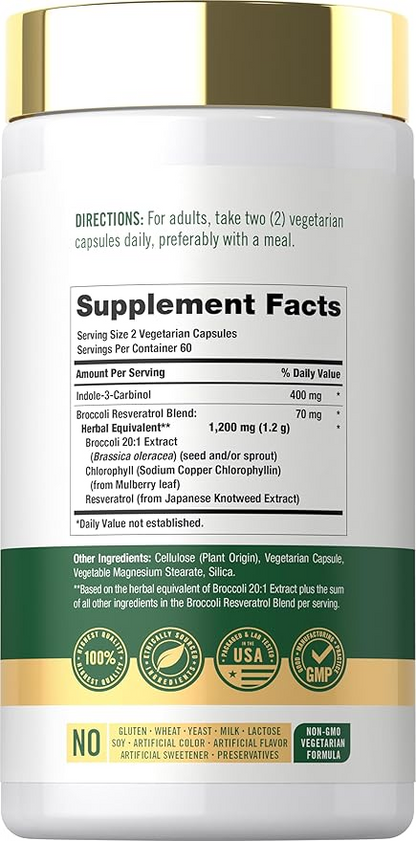 Carlyle Nutritionals Indole-3-Carbinol 400mg per serving | 120 Capsules