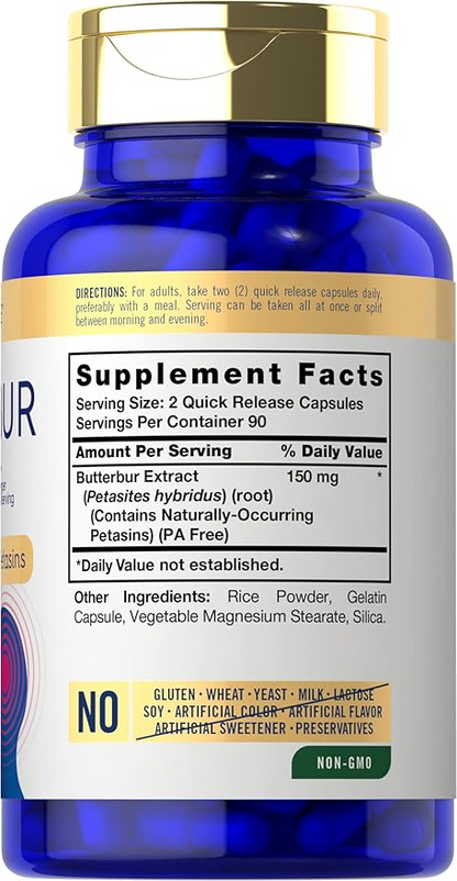 Carlyle Nutritionals Butterbur Extract Standardized 150mg per serving | 180 Capsules