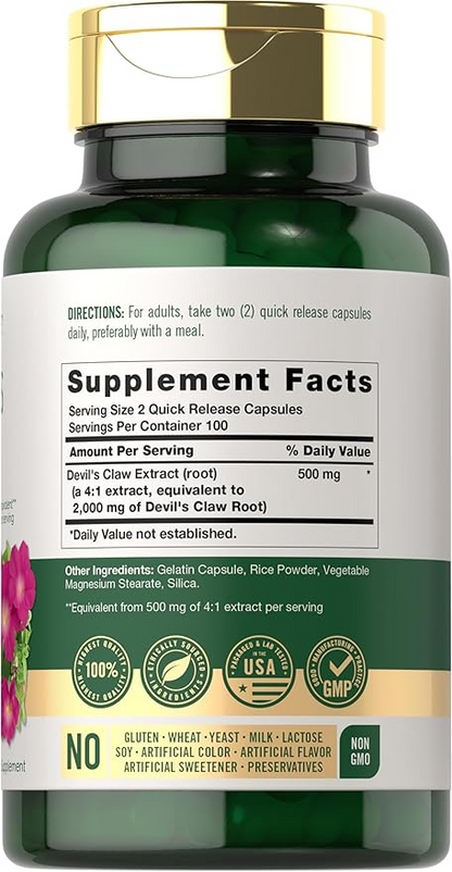 Carlyle Nutritionals Devil's Claw 2000mg 200 Capsules
