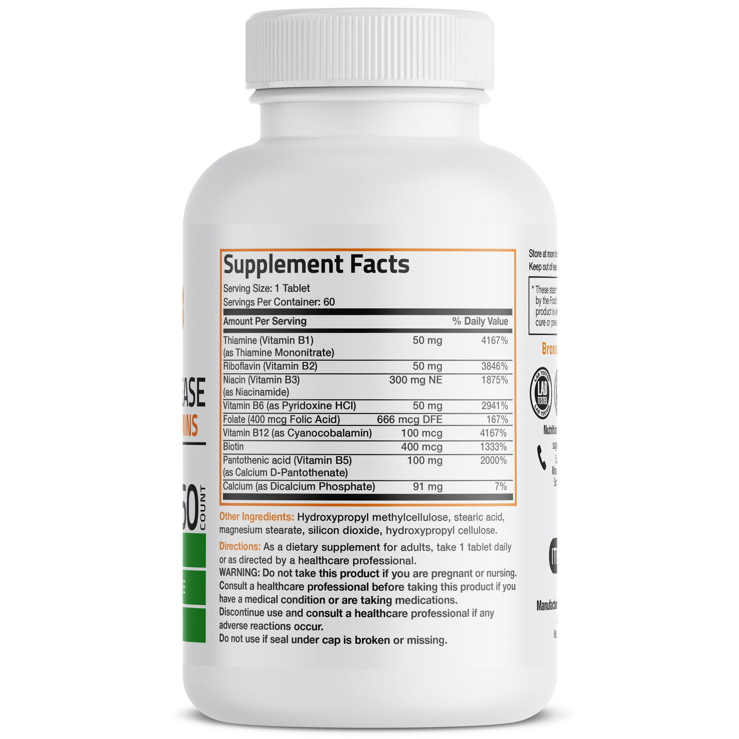 Bronson Vitamins Vitamin B Complex Sustained Release 60 Tabs