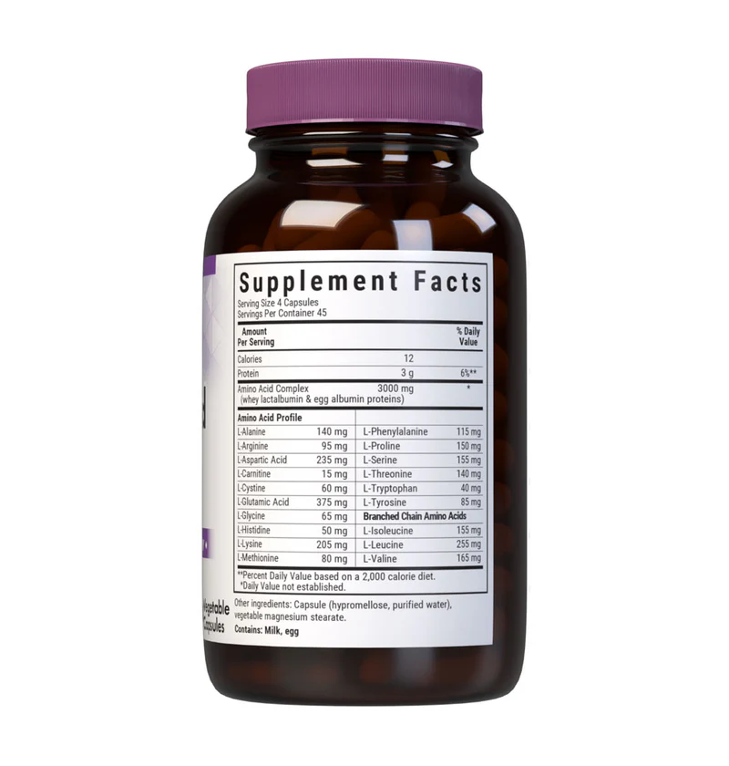 Bluebonnet Amino Acid 750 mg Capsules – Muscle Growth, Strength & Repair, 120 Vegetable Capsules