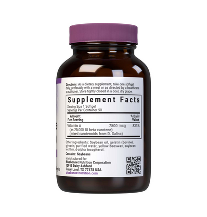 Bluebonnet Nutrition D. Salina Beta-Carotene 25,000 Iu 90 Softgels