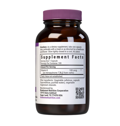 Bluebonnet Nutrition Vitamin K2 100 Mcg 100 Caps