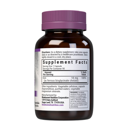 Bluebonnet Nutrition Albion Chelated Iron 18 Mg 90 Caps