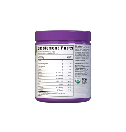 Bluebonnet Nutrition Organic Wheatgrass Powder 160 G
