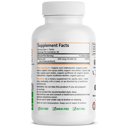 Bronson Vitamins Vitamin D3 High Dose Usda Certified Organic - 10,000 Iu 90 Tabs