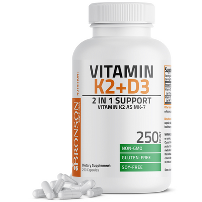 Bronson Vitamins Vitamin K2 Mk-7 Plus Vitamin D3 60 Caps