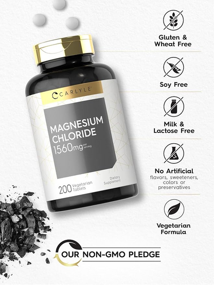Carlyle Nutritionals Magnesium Chloride 1560mg per serving | 200 Tablets
