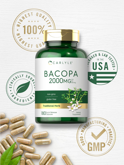 Carlyle Nutritionals Bacopa Monnieri 2000mg per serving | 180 Capsules