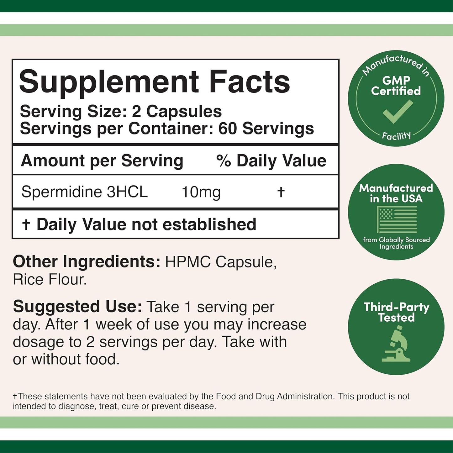 Double Wood Supplements Spermidine – 10mg Healthy Aging Support, 120 Capsules