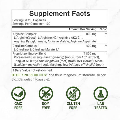 Deal Supplement Nitric Oxide Booster 3,000mg Per Serving, 300 Capsules