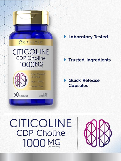 Carlyle Nutritionals Citicoline CDP Choline 1000mg per serving | 60 Capsules