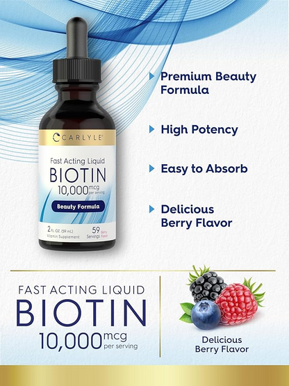 Carlyle Nutritionals Biotin 10000mcg | 2oz Liquid